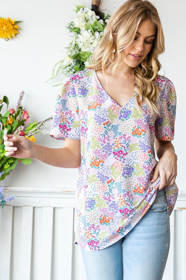 Shirring Floral Hi Low Top