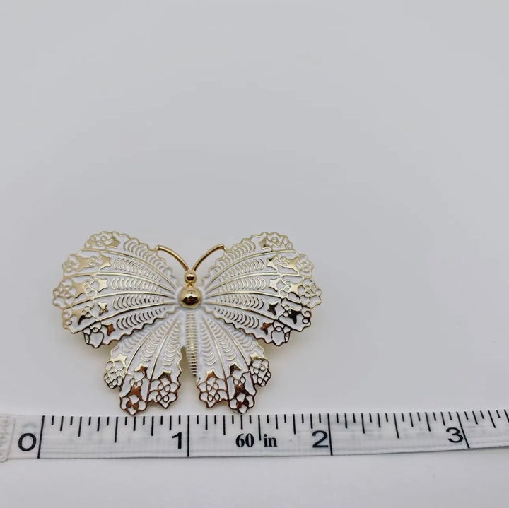 Vintage White Butterfly Brooch