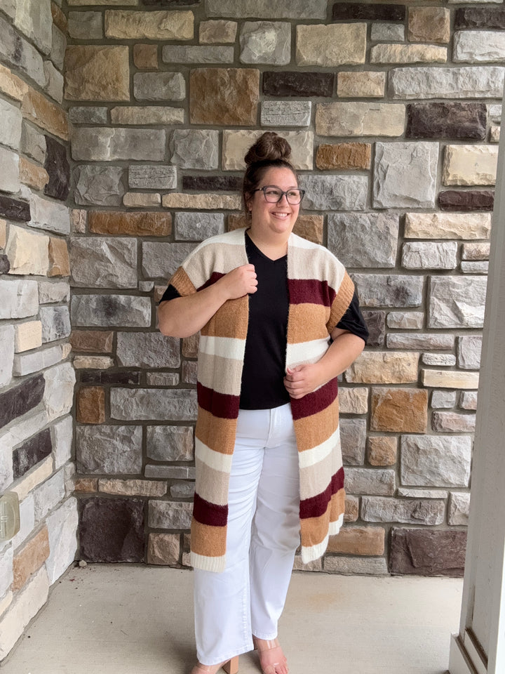 Striped Long Cardigan