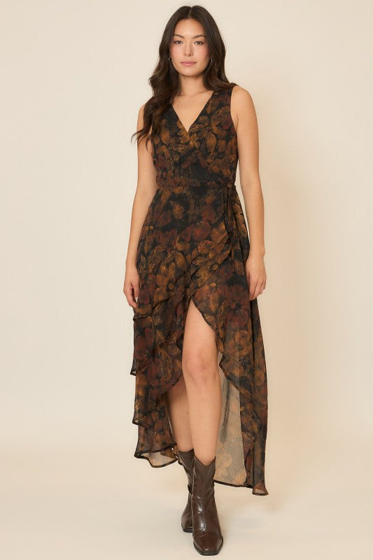 Floral Whispers Midi Wrap Dress