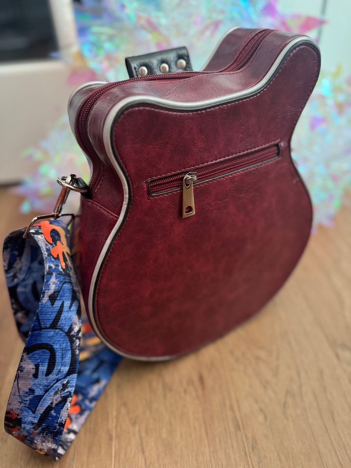 Novelty Rockstar Maroon Guitar Purse