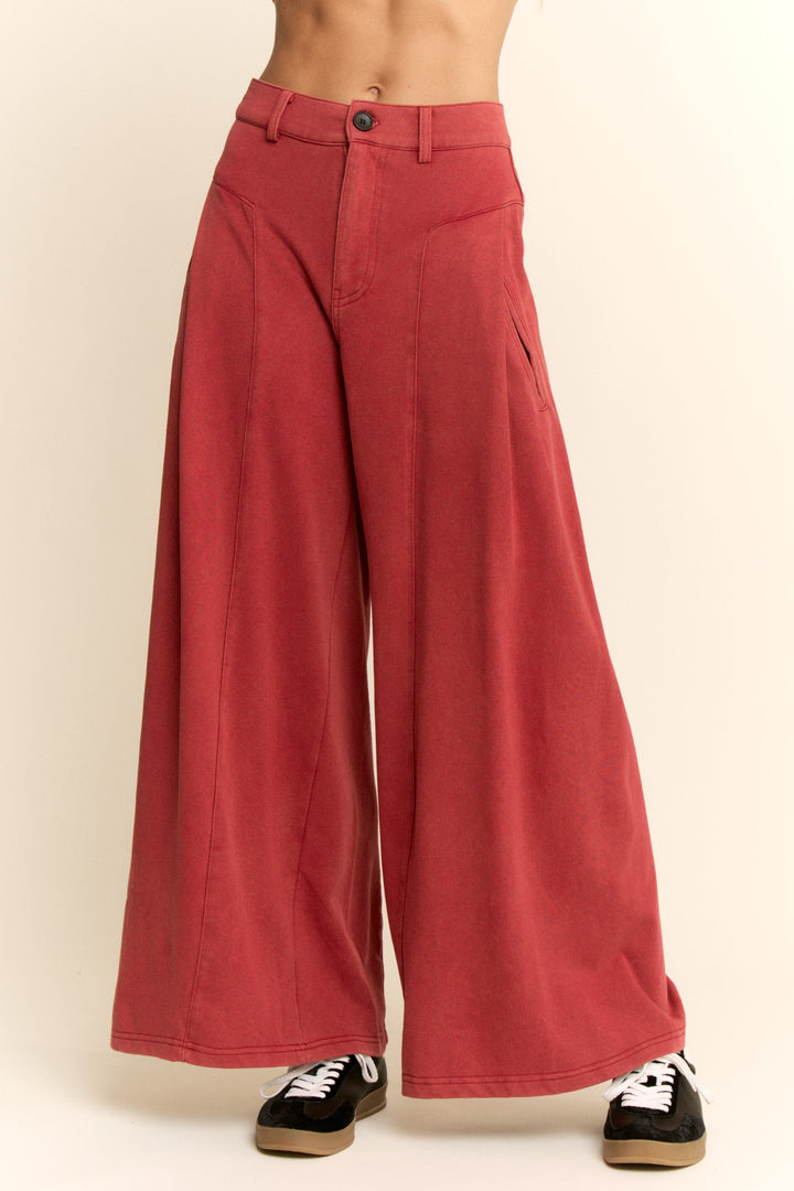 Wine Wide Leg Pants