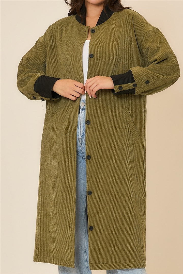 Corduroy Button Up Long Coat