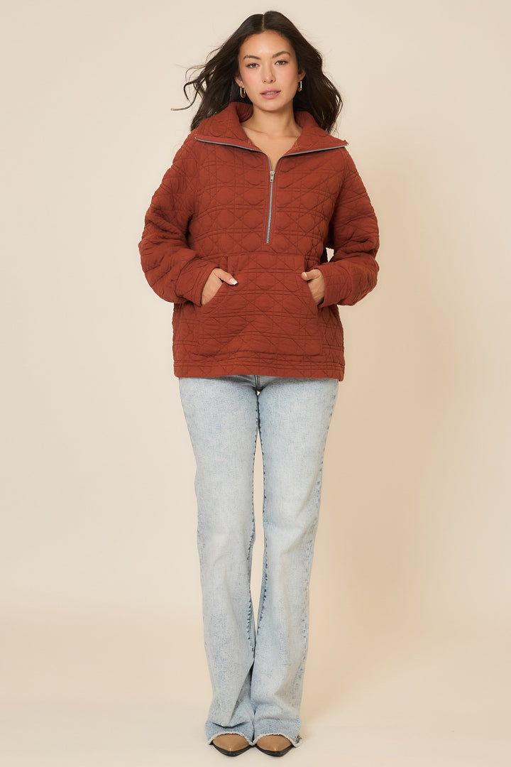 Rust Quilted Pullover