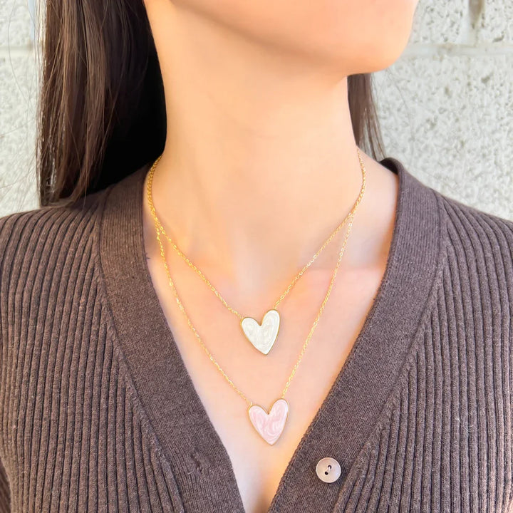Opal Heart Pendant Necklace