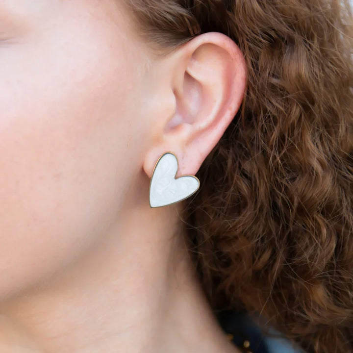 Opal Heart Earring