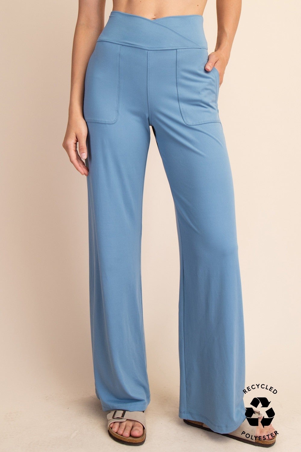 Dusty Blue Wide Leg Yoga Pant