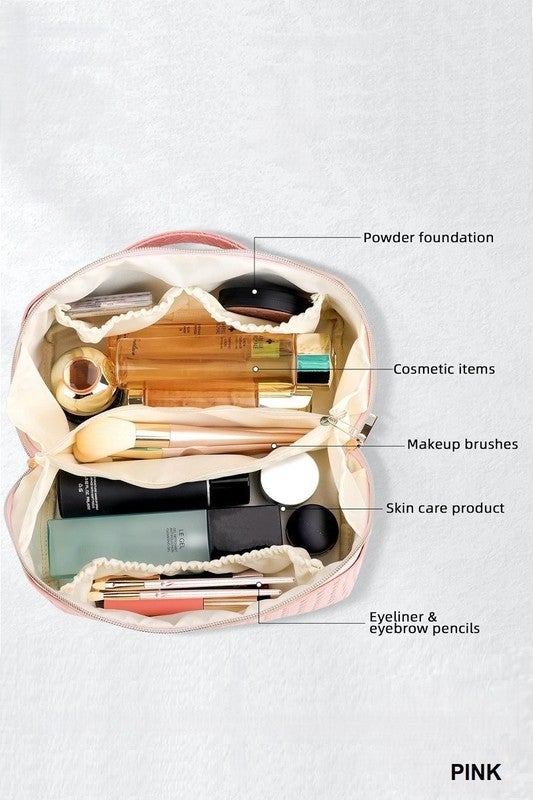 Woven Vegan Leather  Makeup Bag