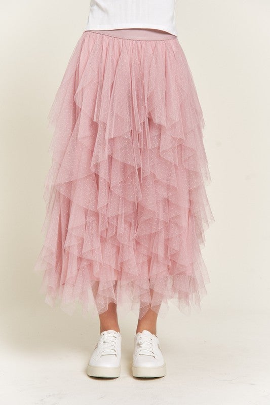 Blush Whisper Midi Skirt