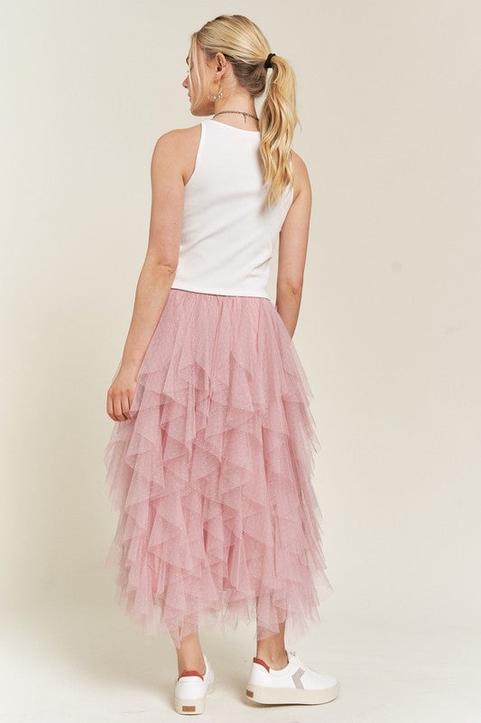 Blush Whisper Midi Skirt