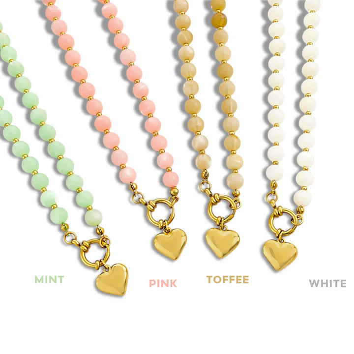 Stone-Inspired Resin Heart Pendant Necklace