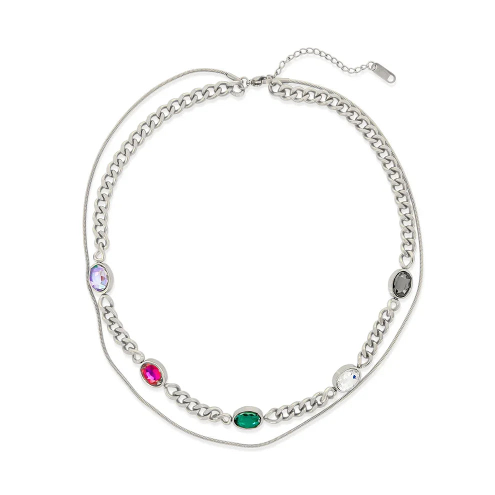 Water Resistant Double Layer CZ Necklace