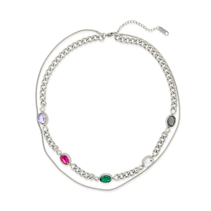 Water Resistant Double Layer CZ Necklace
