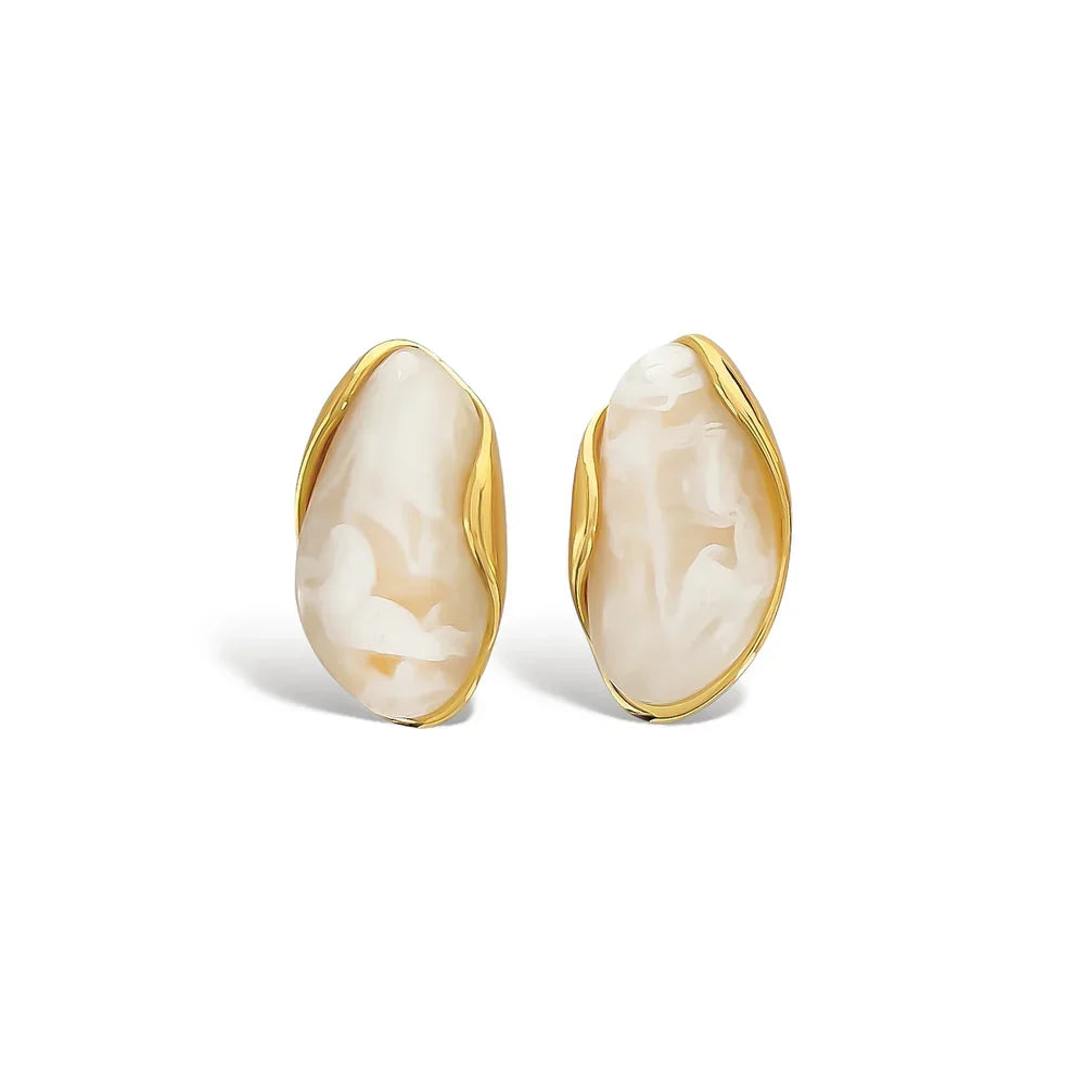 Water Resistant Stone-Inspired Resin Earrings