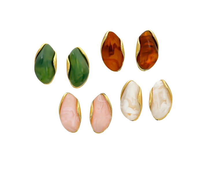 Water Resistant Stone-Inspired Resin Earrings