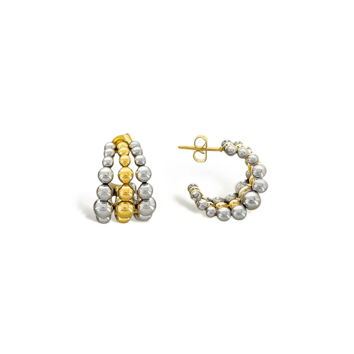 Water Resistant Two-Tone Cluster Earrings