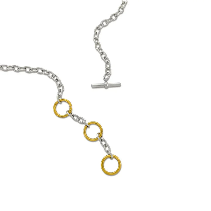 Water Resistant Two-Tone Oval Chain Necklace