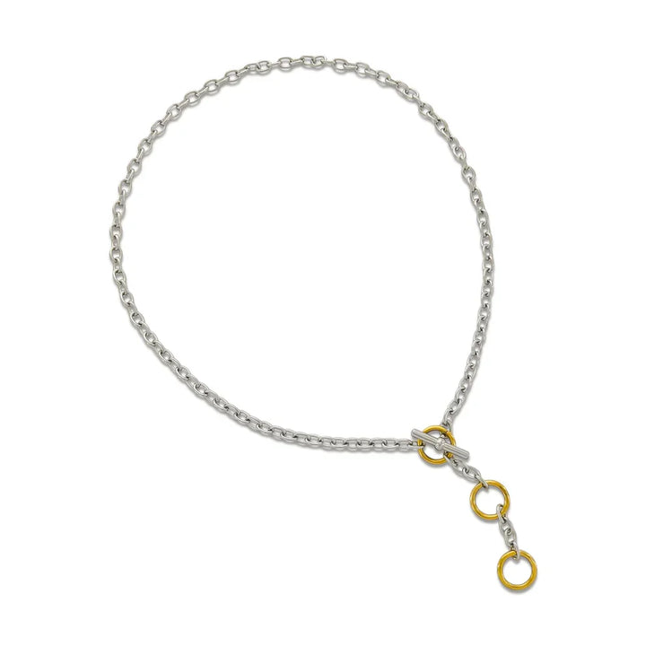 Water Resistant Two-Tone Oval Chain Necklace