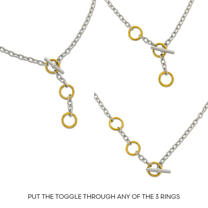 Water Resistant Two-Tone Oval Chain Necklace