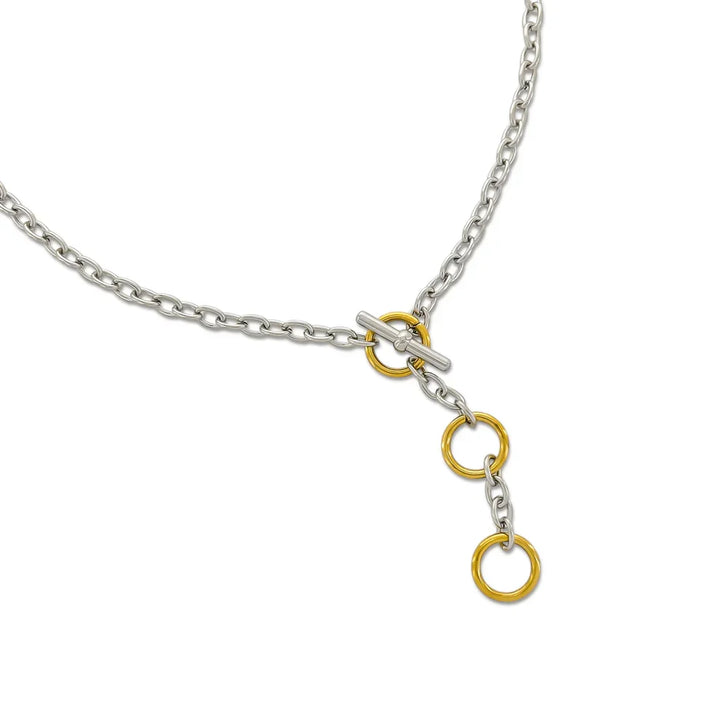 Water Resistant Two-Tone Oval Chain Necklace