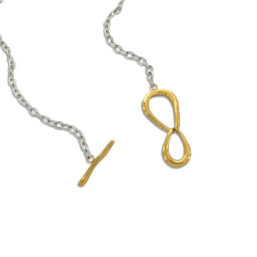 Water Resistant Mixed Metal Toggle Necklace