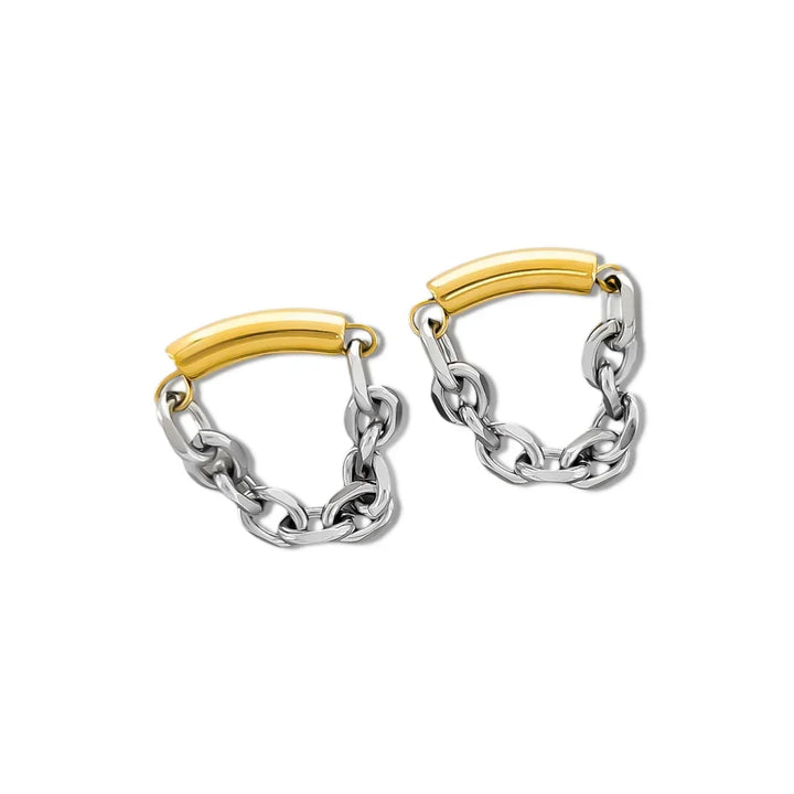 Water Resistant Mixed Metal Chain Drop Earrings