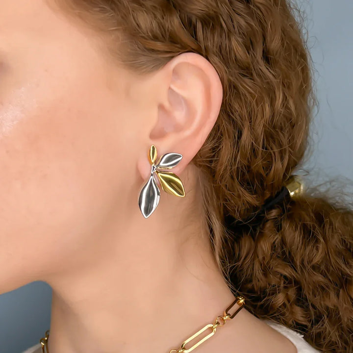 Two Tone Leaf Earring