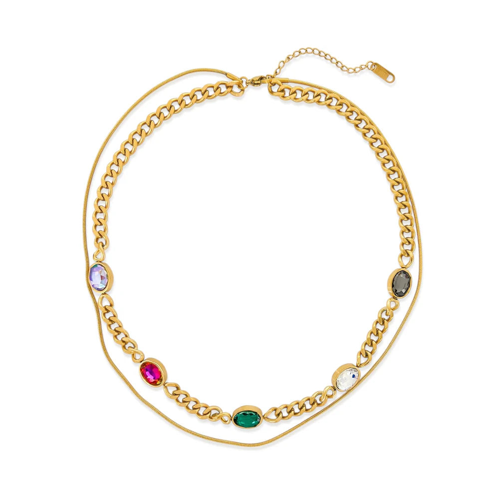 Water Resistant Double Layer CZ Necklace