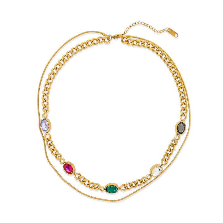 Water Resistant Double Layer CZ Necklace