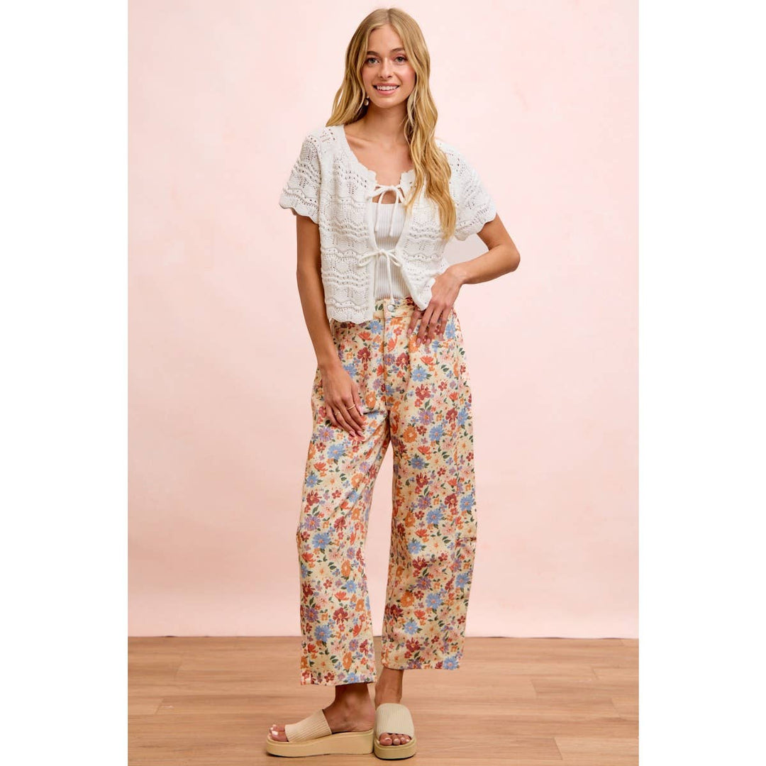 Floral Barrel Denim