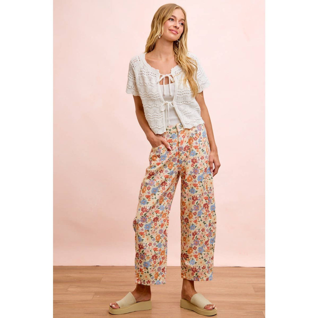 Floral Barrel Denim