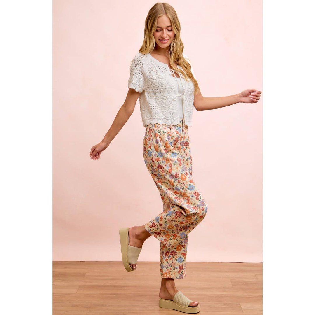 Floral Barrel Denim