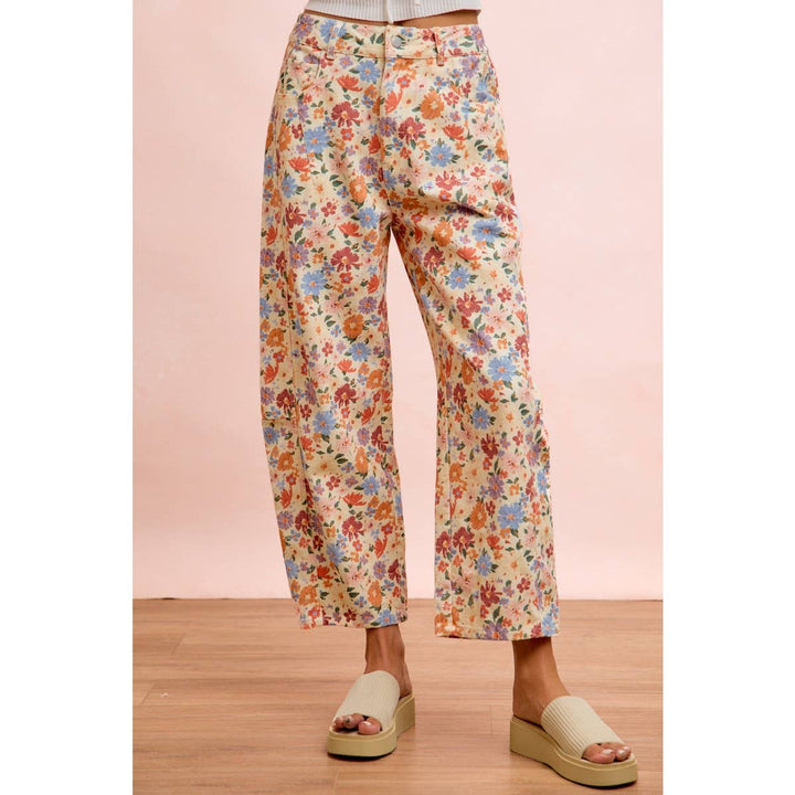 Floral Barrel Denim