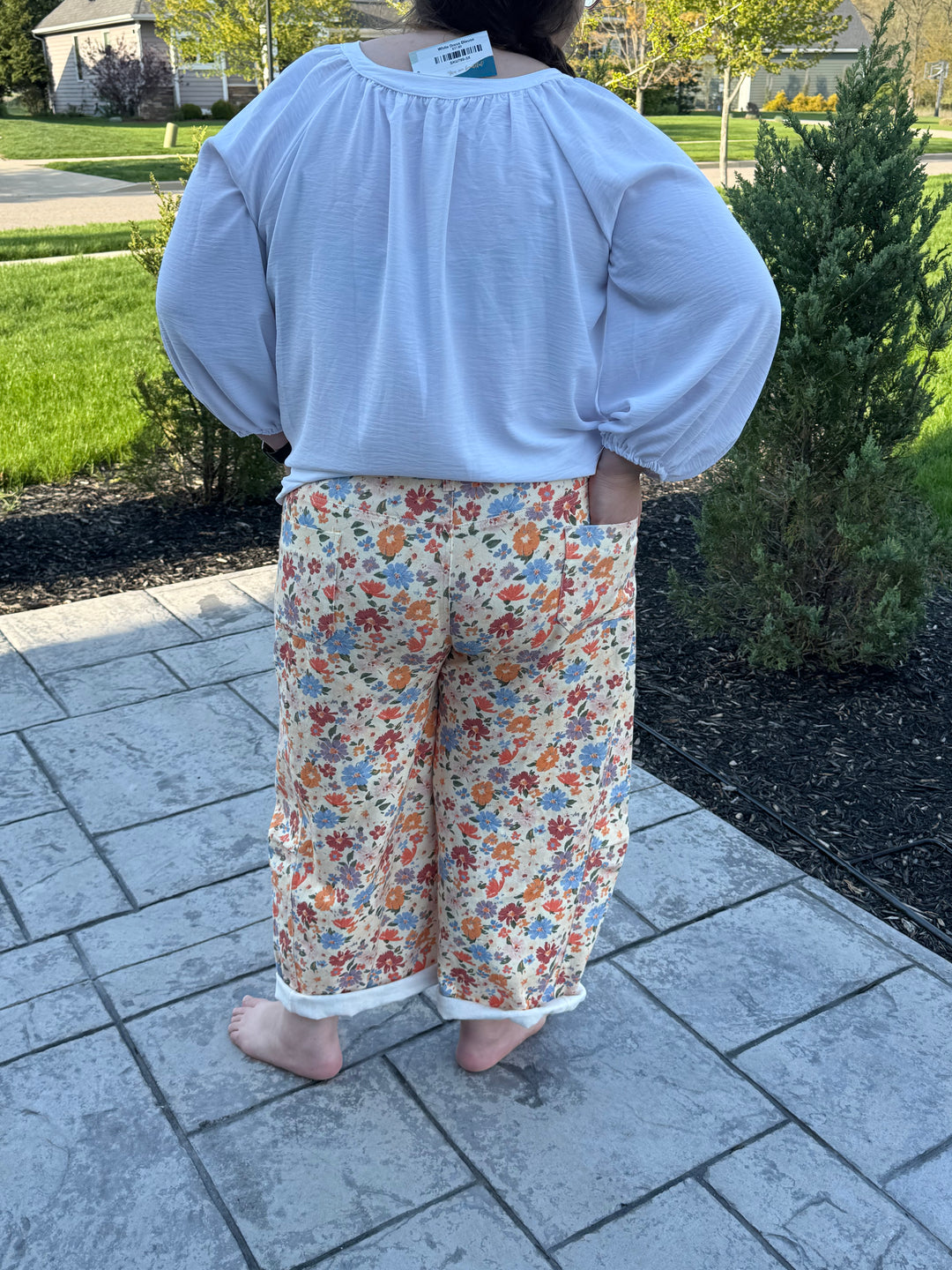Floral Barrel Denim