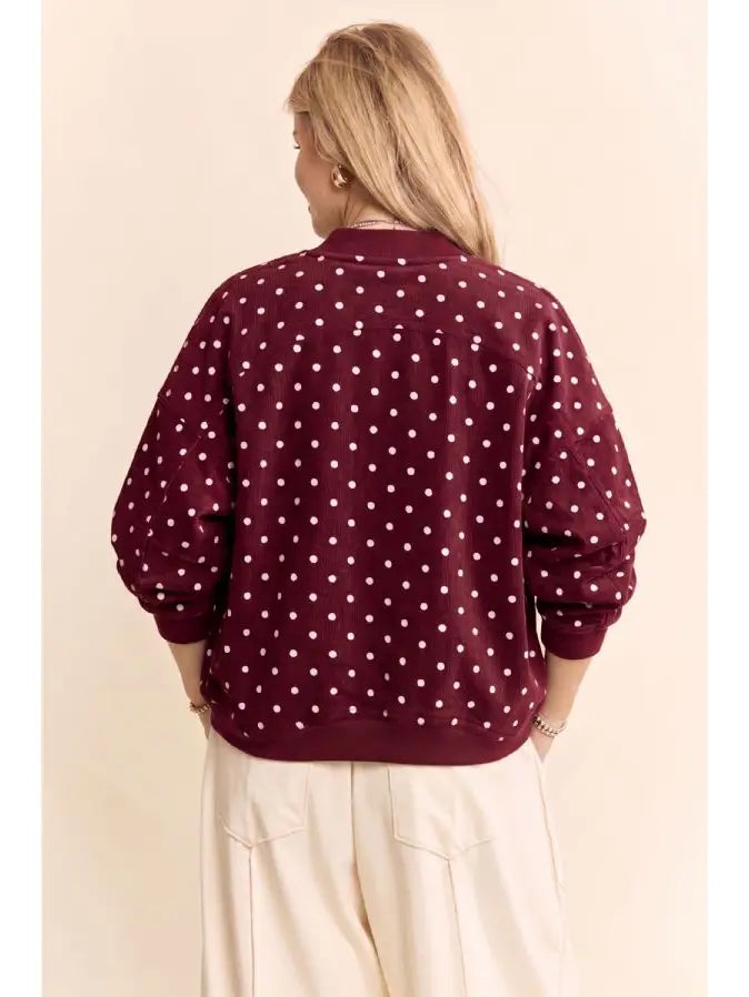 Polka Dot Bomber Twill Jacket