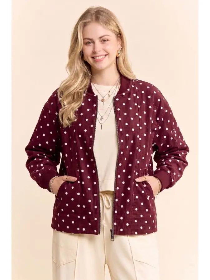 Polka Dot Bomber Twill Jacket