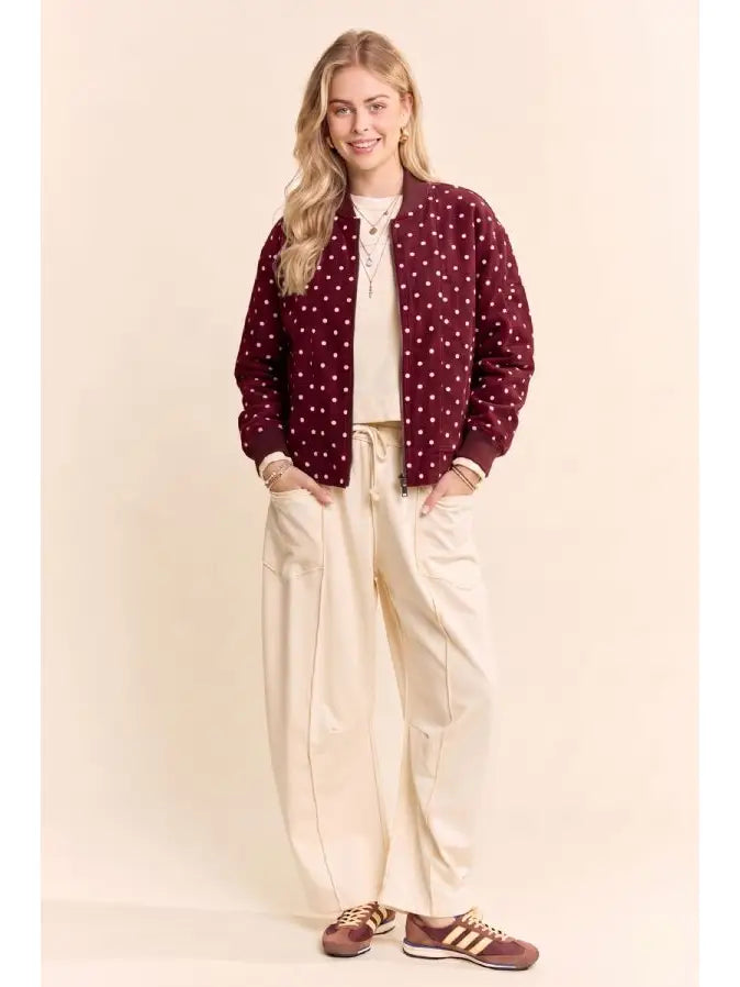 Polka Dot Bomber Twill Jacket