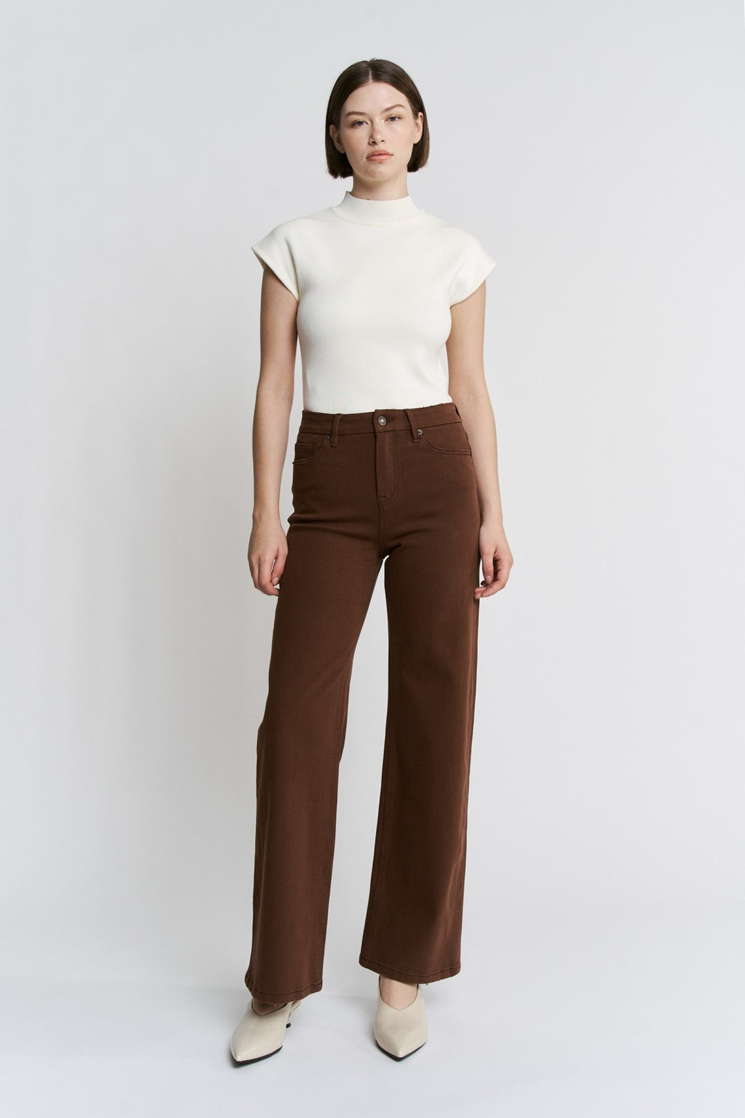 Mica Chocolate Brown Wide Leg Denim