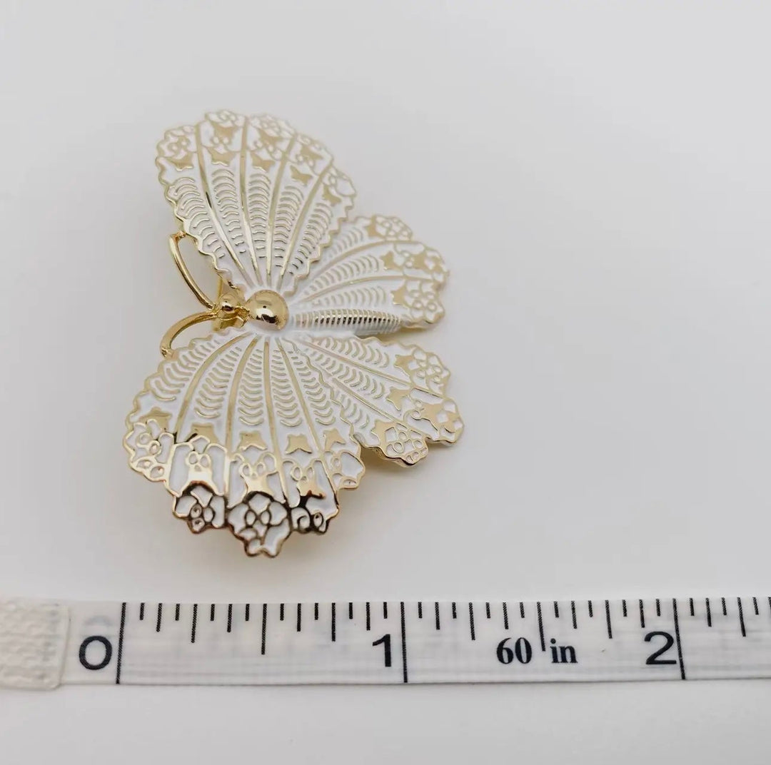 Vintage White Butterfly Brooch