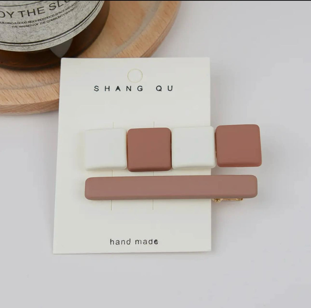 Color Block Geometric Alligator Hair Clips