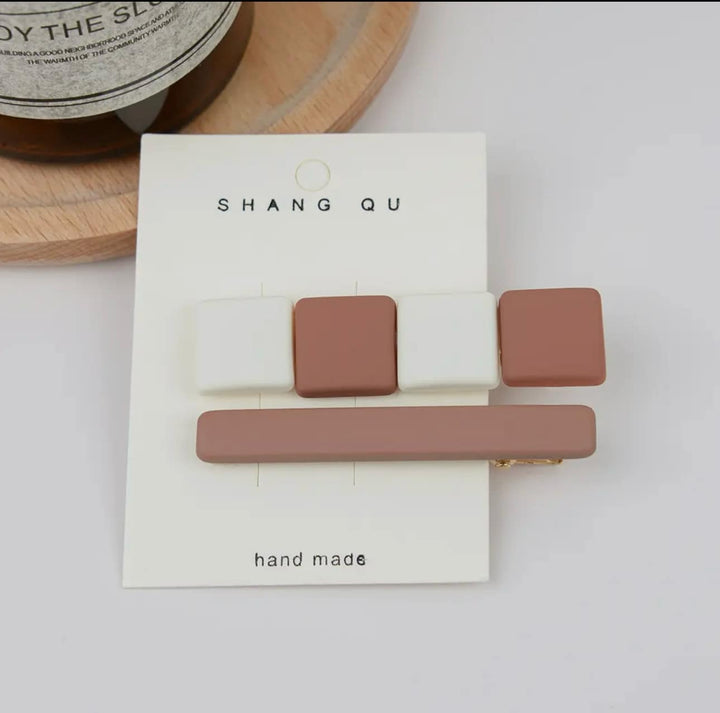 Color Block Geometric Alligator Hair Clips