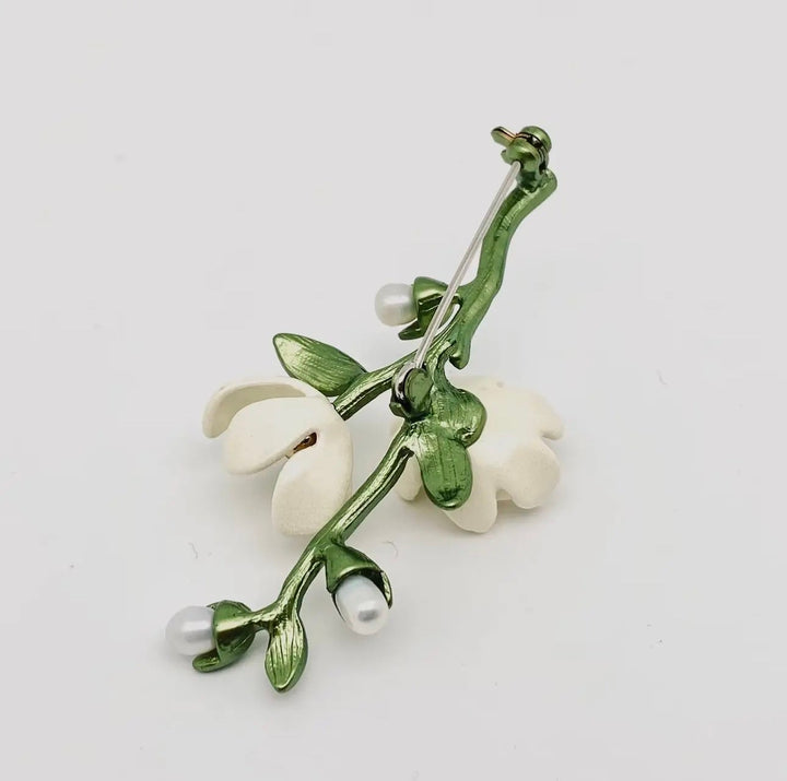 White Magnolia Brooch