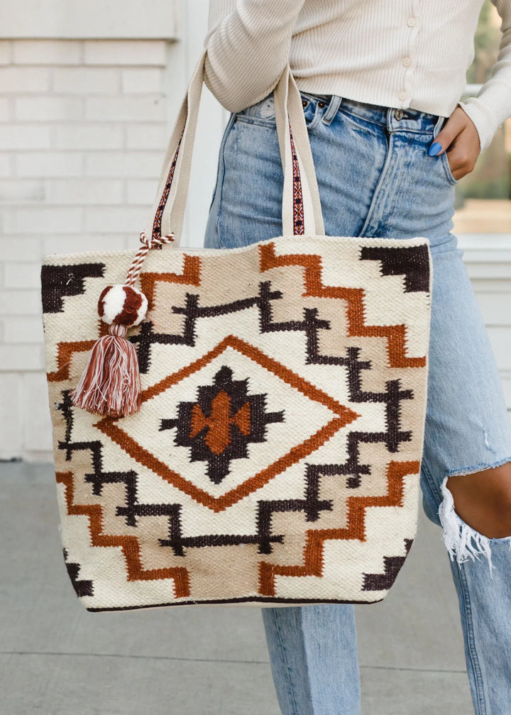 Cream Aztec Tote