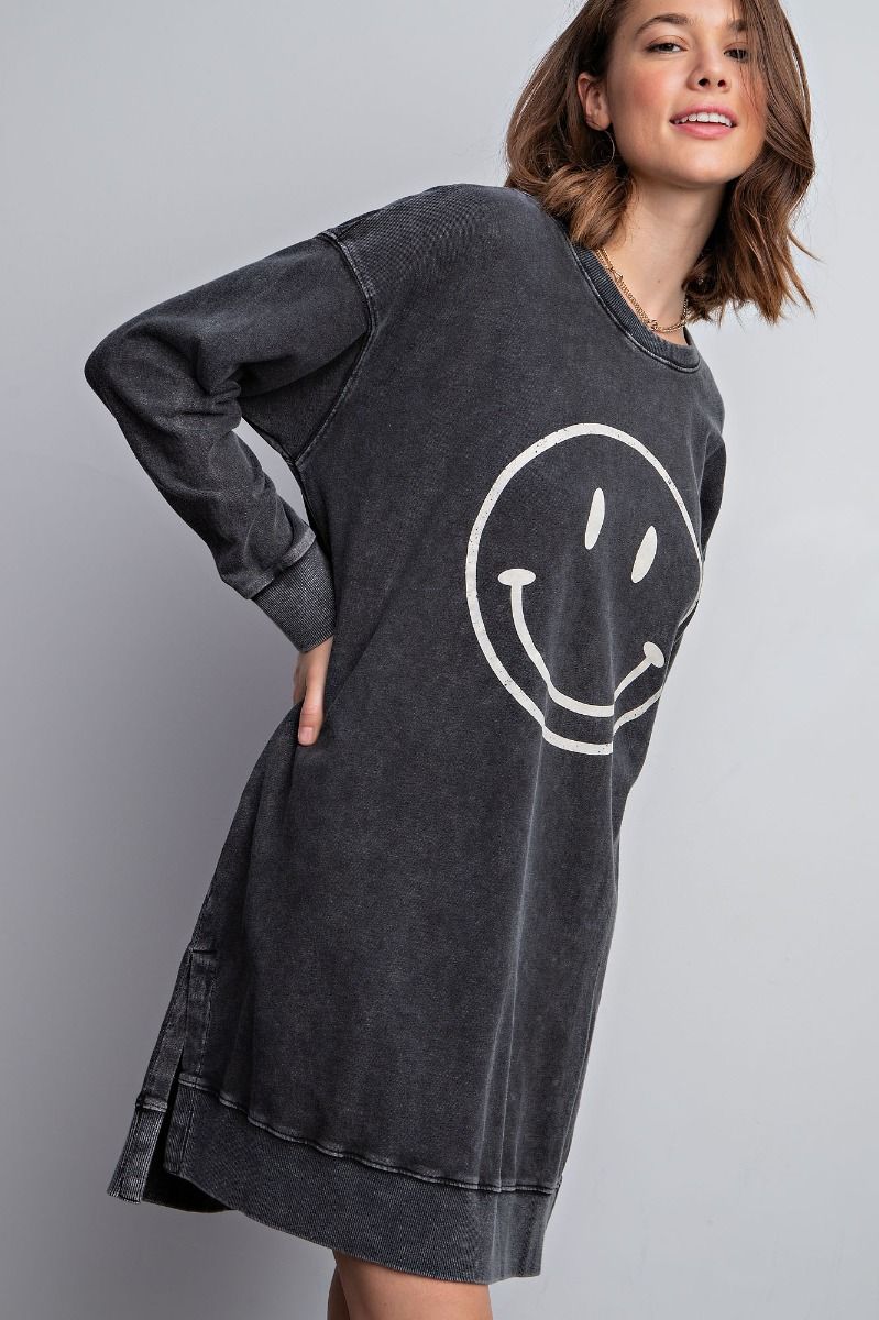 Smiley Knit Washed Terry Dress
