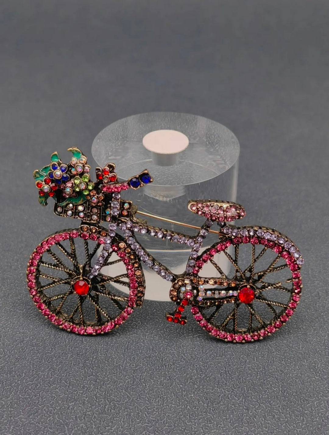 Rhinestone Bicycle Brooch