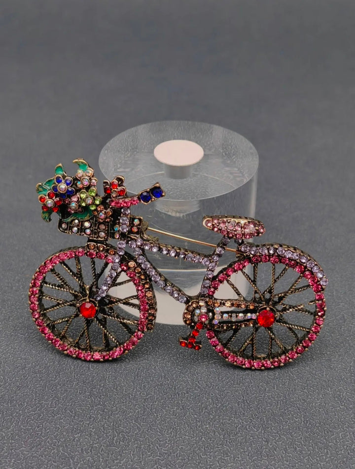 Rhinestone Bicycle Brooch