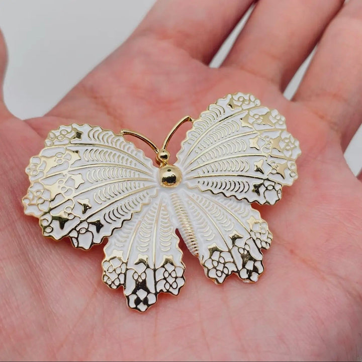 Vintage White Butterfly Brooch