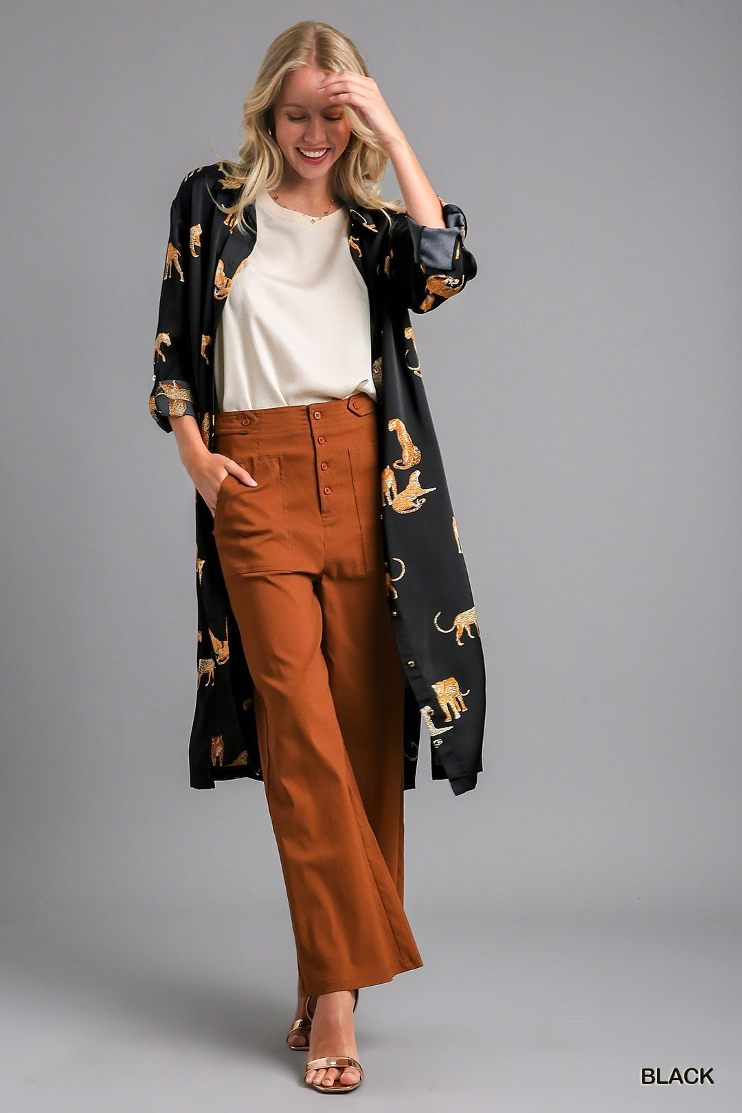 Fierce Feline Button Up Dress