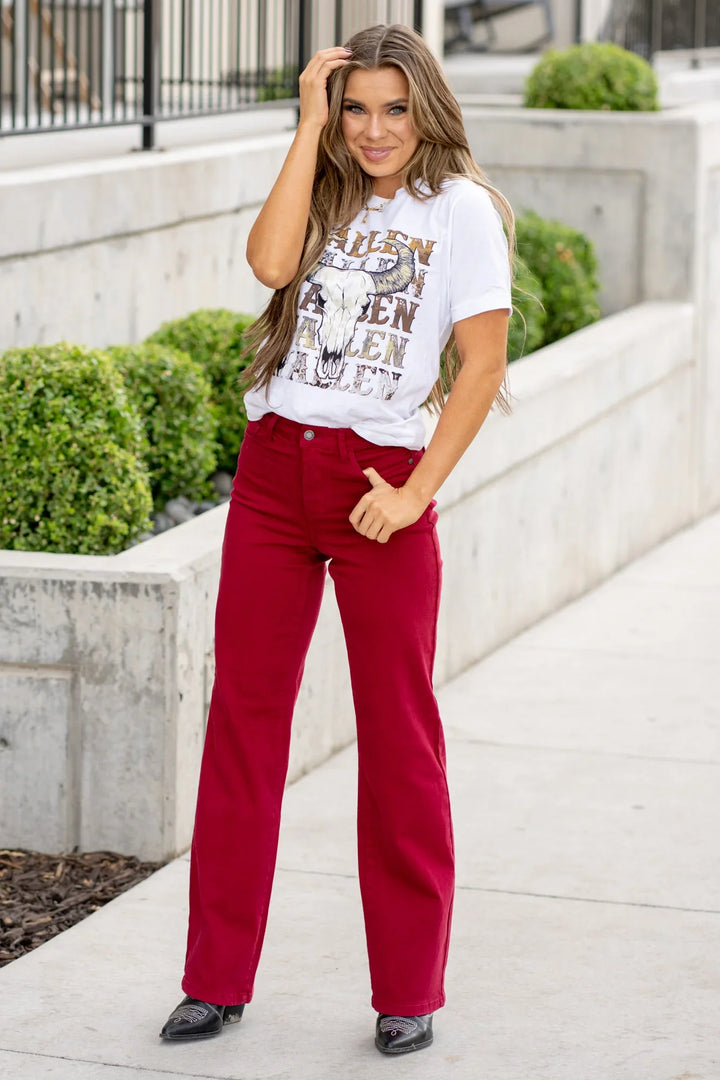 Judy Blue Heart Pocket Straight Denim Jeans