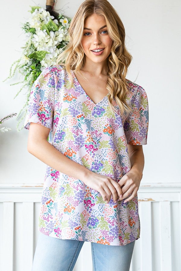 Shirring Floral Hi Low Top